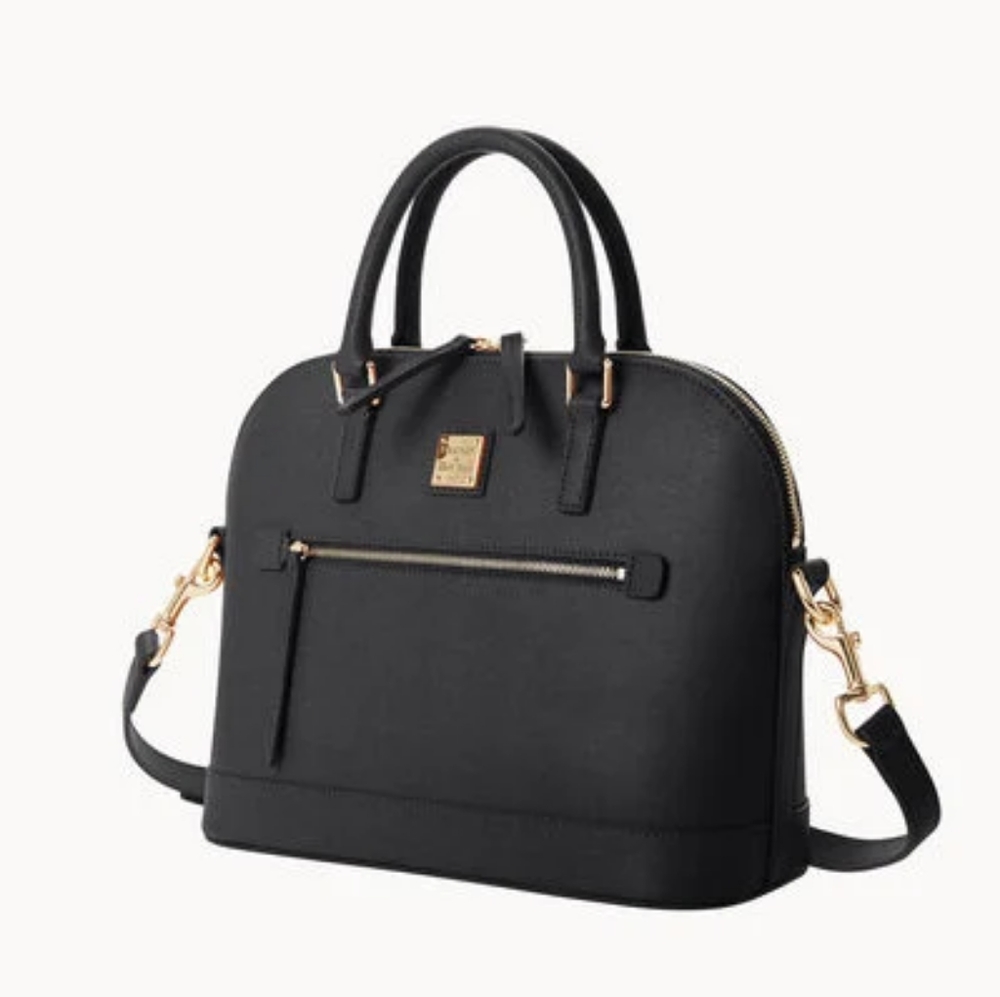 Saffiano Domed Zip Satchel
